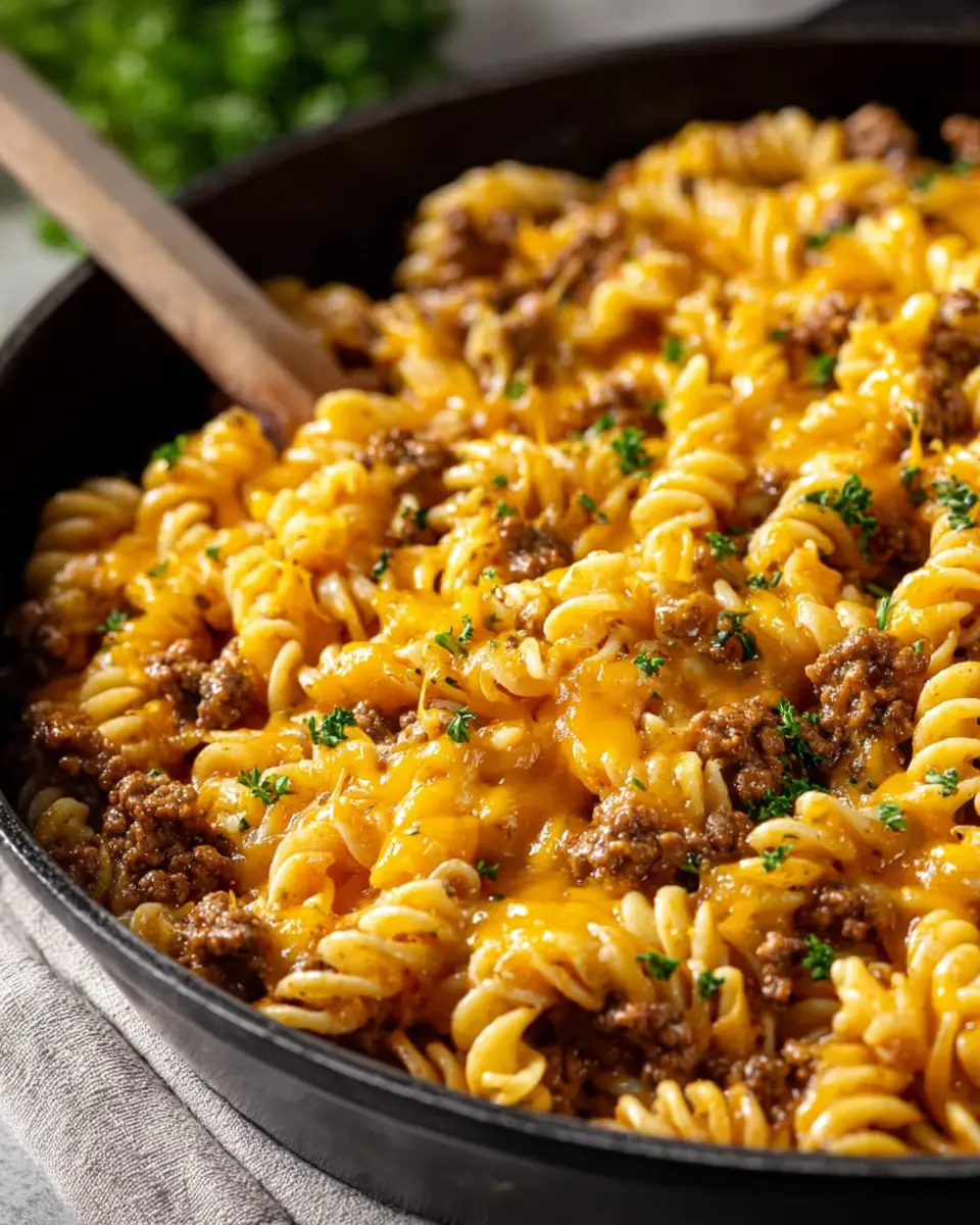 Cheesy Hamburger Pasta Skillet: Indulgent Comfort Food Recipe