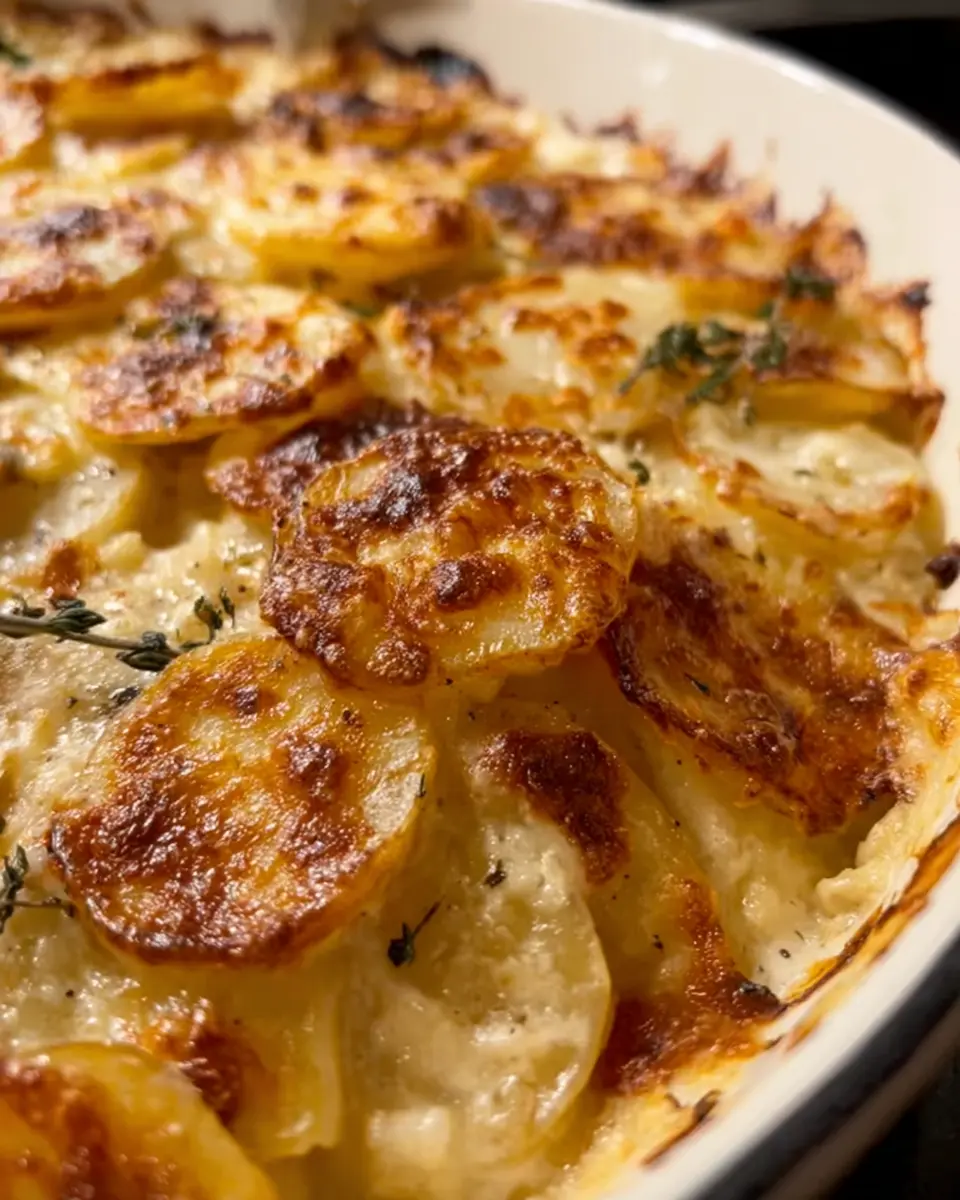 The Absolute Best Coziest Scalloped Potatoes with Turkey Bacon