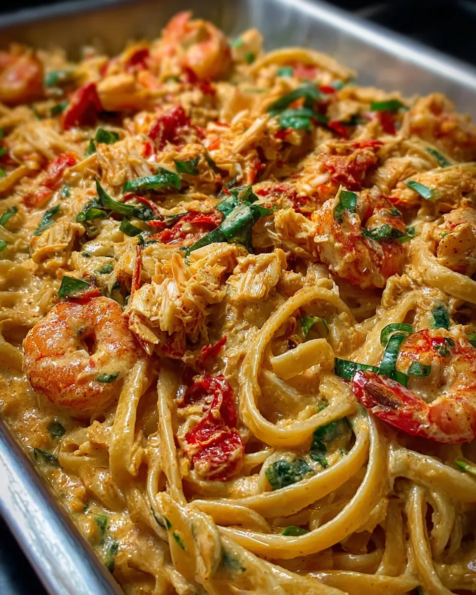 Seafood Pasta with Crawfish Shrimp and Crab: The Best Cozy Dish