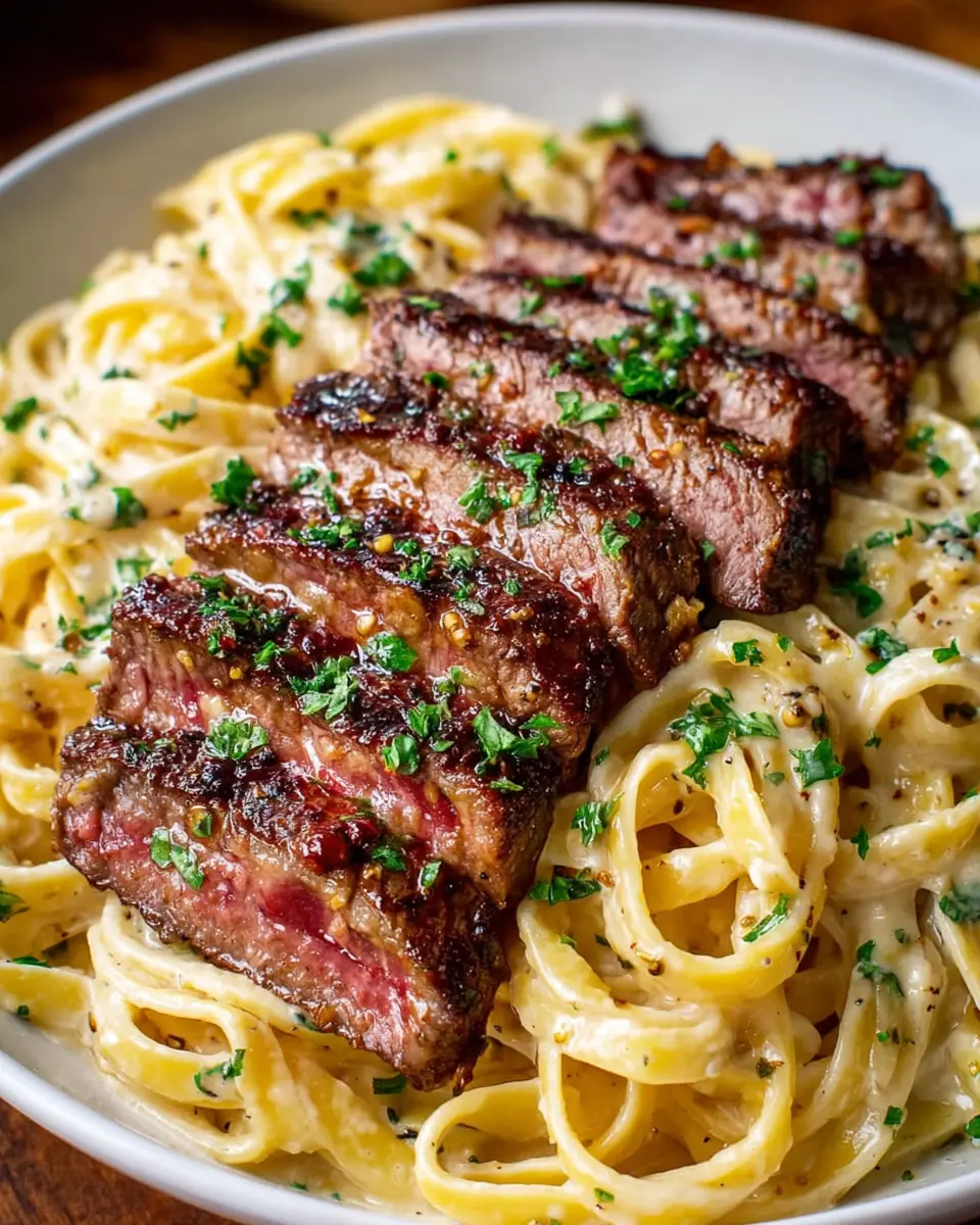 Garlic Butter Steak and Creamy Alfredo Fettuccine: A Juicy Delight