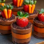 Chocolate Dirt Carrot Strawberry Cups