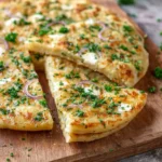 Soft Potato Flatbread with Fresh Herbs and Vegan Cheese