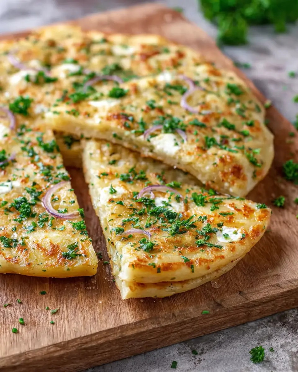 Soft Potato Flatbread: Easy Recipe with Fresh Herbs &amp; Vegan Cheese