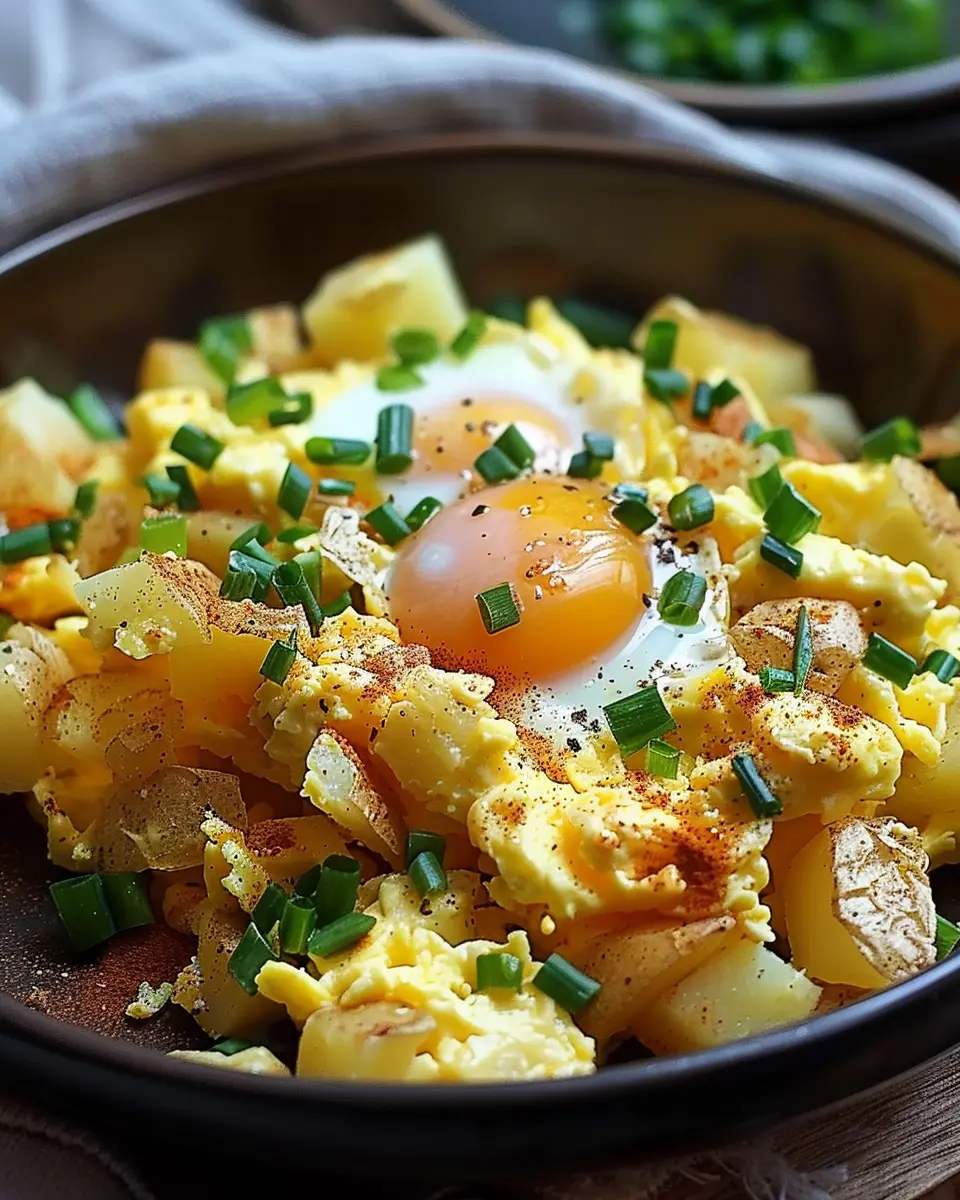 Cheesy Potato Egg Scramble with Turkey Bacon: A Comforting Delight
