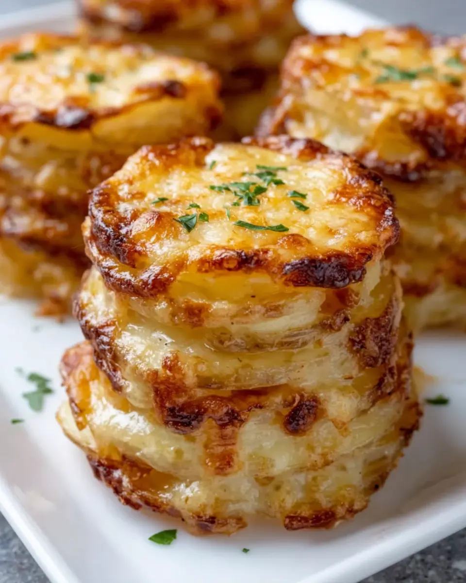 Oven Baked Cheesy Potato Stacks: Easy 4 Ingredient Delight