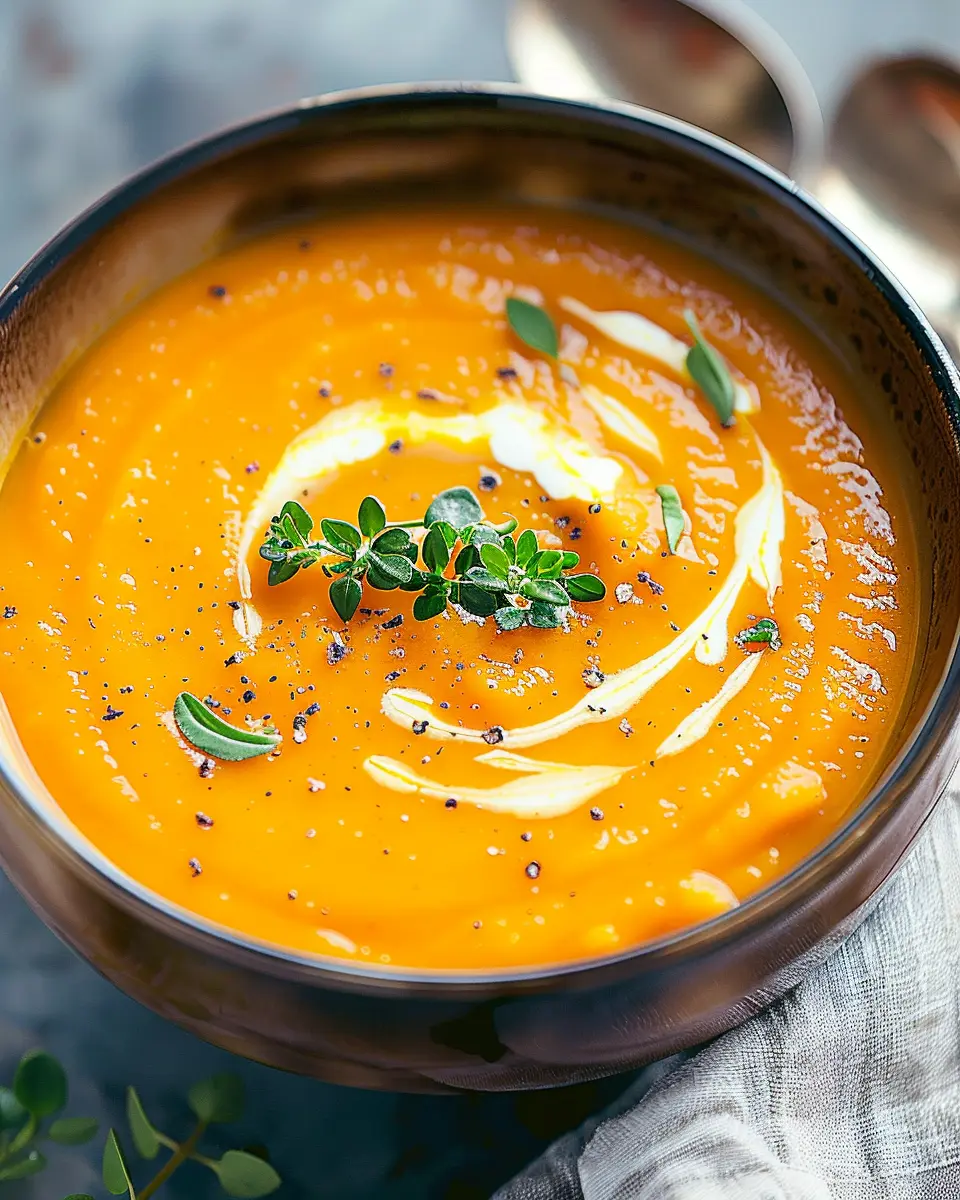 Spicy Butternut Squash Soup with Sweet Potato and Turkey Bacon