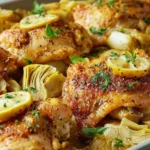 Sheet Pan Lemon Artichoke Chicken Thighs
