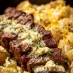 Crockpot Garlic Butter Steak and Creamy Cheddar Ranch Potatoes