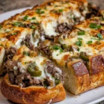 Garlicky Philly Cheesesteak Stuffed Bread