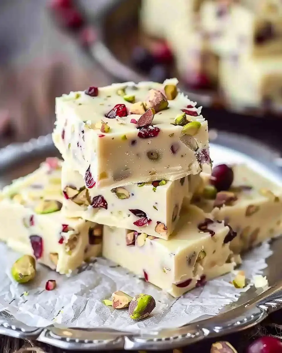 White Chocolate Pistachio Cranberry Fudge: Easy Indulgent Treat