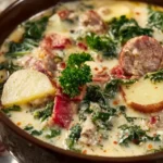 Zuppa Toscana Style Soup with Turkey Bacon and Beef Sausage