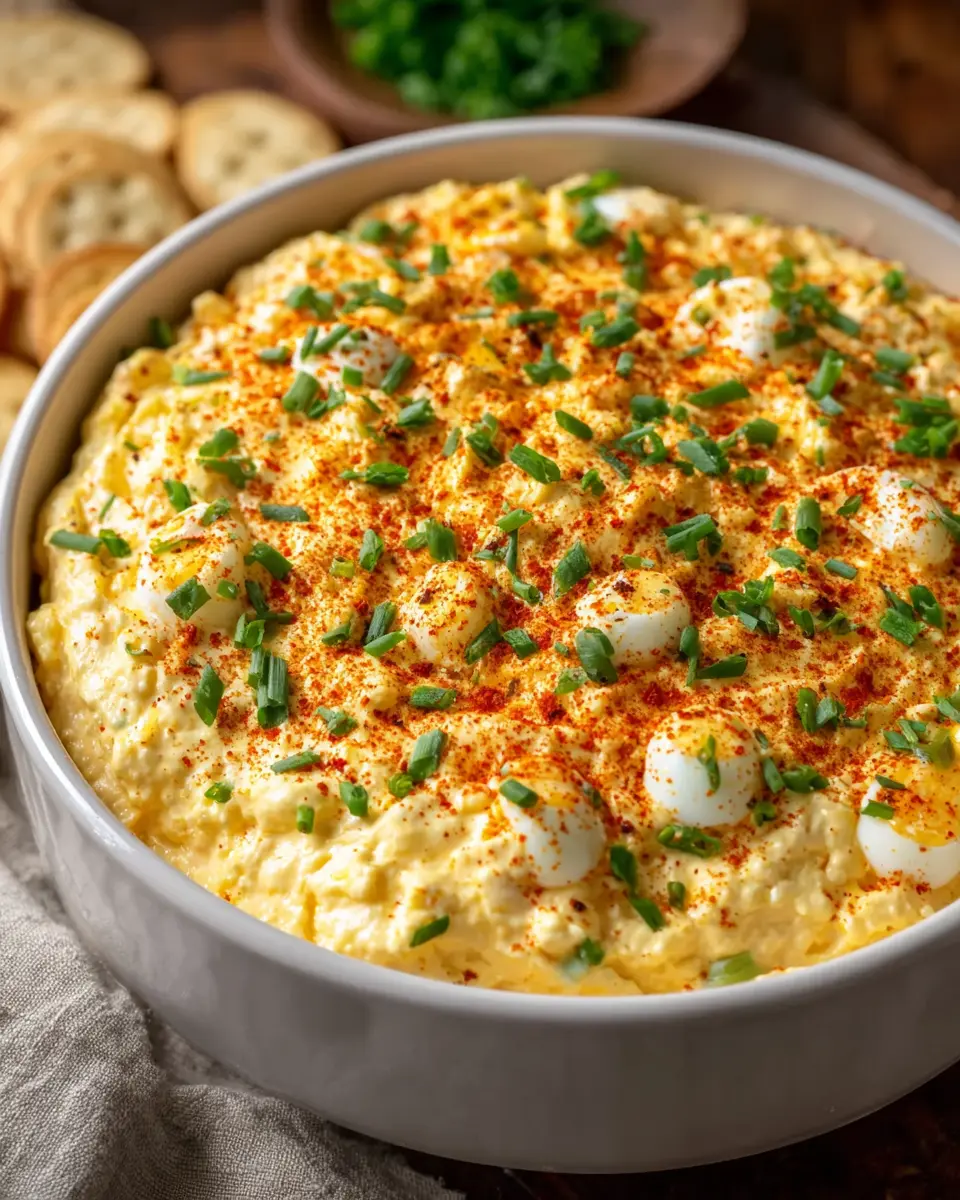 Creamy Deviled Egg Dip with Turkey Bacon – A Delightful Twist