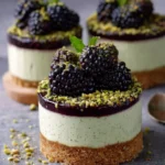 Luxury Pistachio and Blackberry Cheesecake Towers
