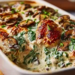 Cowboy Creamy Chicken Spinach and Mushroom Bake