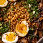 Spicy Mushroom Ramen Noodles with Marinated 7 Minute Eggs