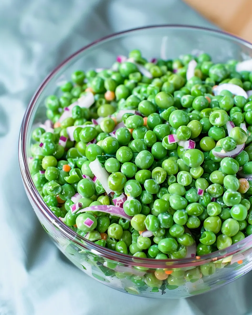Easy English Pea Salad with Turkey Bacon and a Creamy Twist