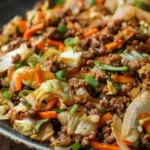 Healthy Chinese Ground Beef and Cabbage Stir Fry