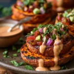 Roasted Sweet Potato Stacks with Chipotle Sauce