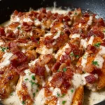 Honey Turkey Bacon Chicken Skillet with Creamy Garlic Drizzle