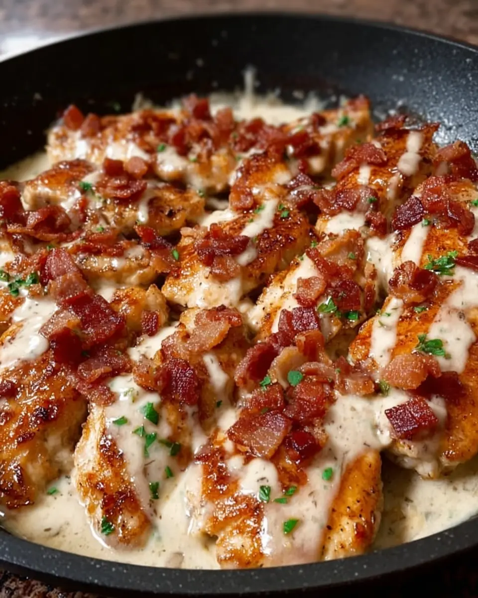 Honey Turkey Bacon Chicken Skillet with Creamy Garlic Drizzle Delight