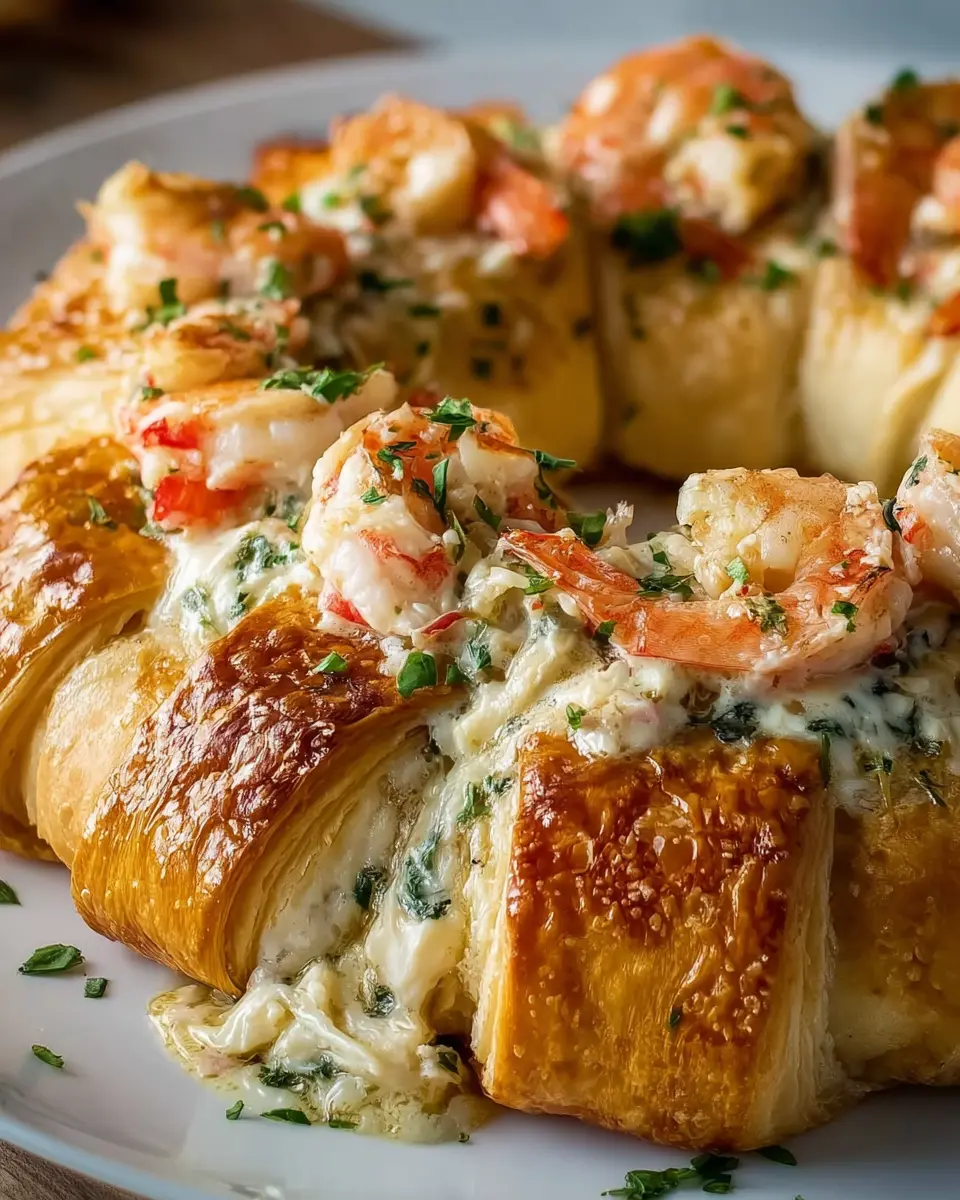 Garlic Butter Seafood Shrimp and Crab Crescent Ring Delight