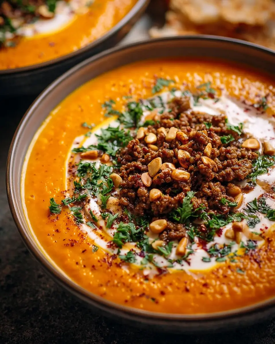 Carrot Soup with Spiced Ground Beef: A Cozy, Nutty Delight