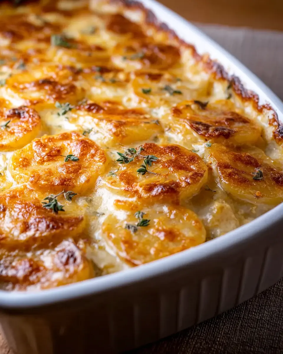 Easy Scalloped Potatoes with Turkey Bacon and Chicken Ham Delight