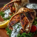 Greek Grilled Chicken Wraps with Garlic Yogurt Sauce