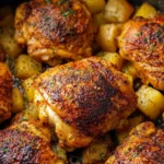 Air Fryer Chicken Thighs with Potatoes
