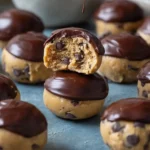 Frozen Peanut Butter Greek Yogurt Cookie Dough Bites with Chocolate Shell