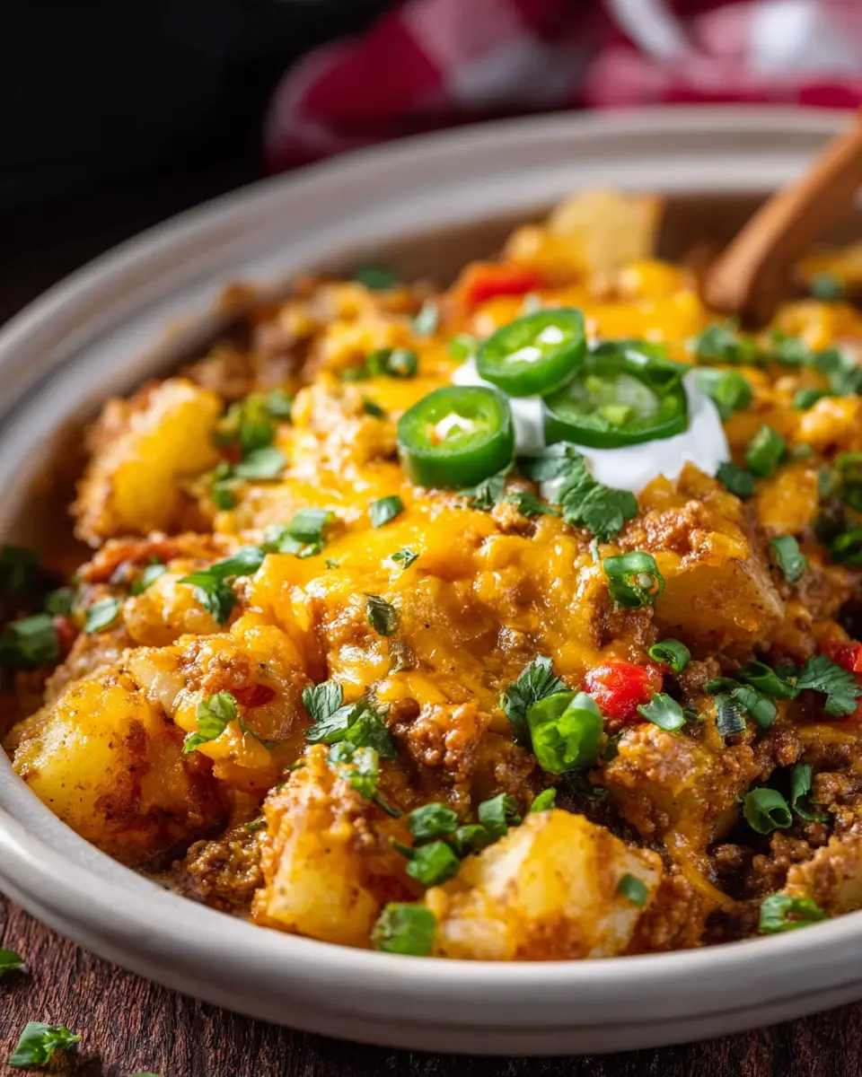 Crockpot Cheesy Taco Potatoes: Easy Turkey Bacon Comfort Food