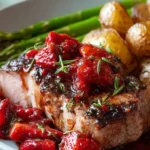 Strawberry Balsamic Glazed Beef Chop Dinner