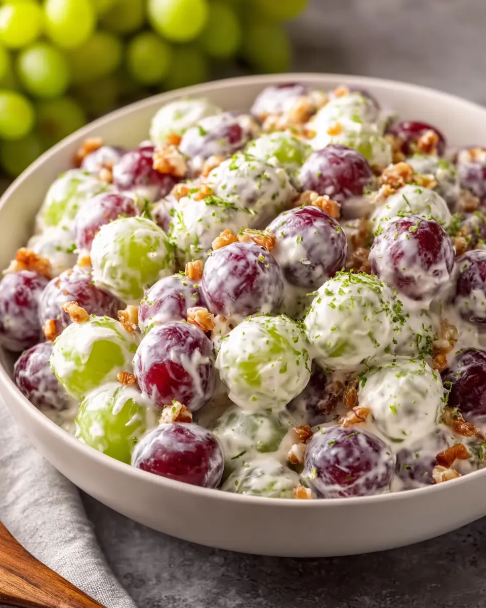 Creamy Grape Salad with Turkey Bacon and Chicken Ham Delight