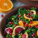 Citrus Pomegranate Kale Salad with Honey-Lemon Vinaigrette