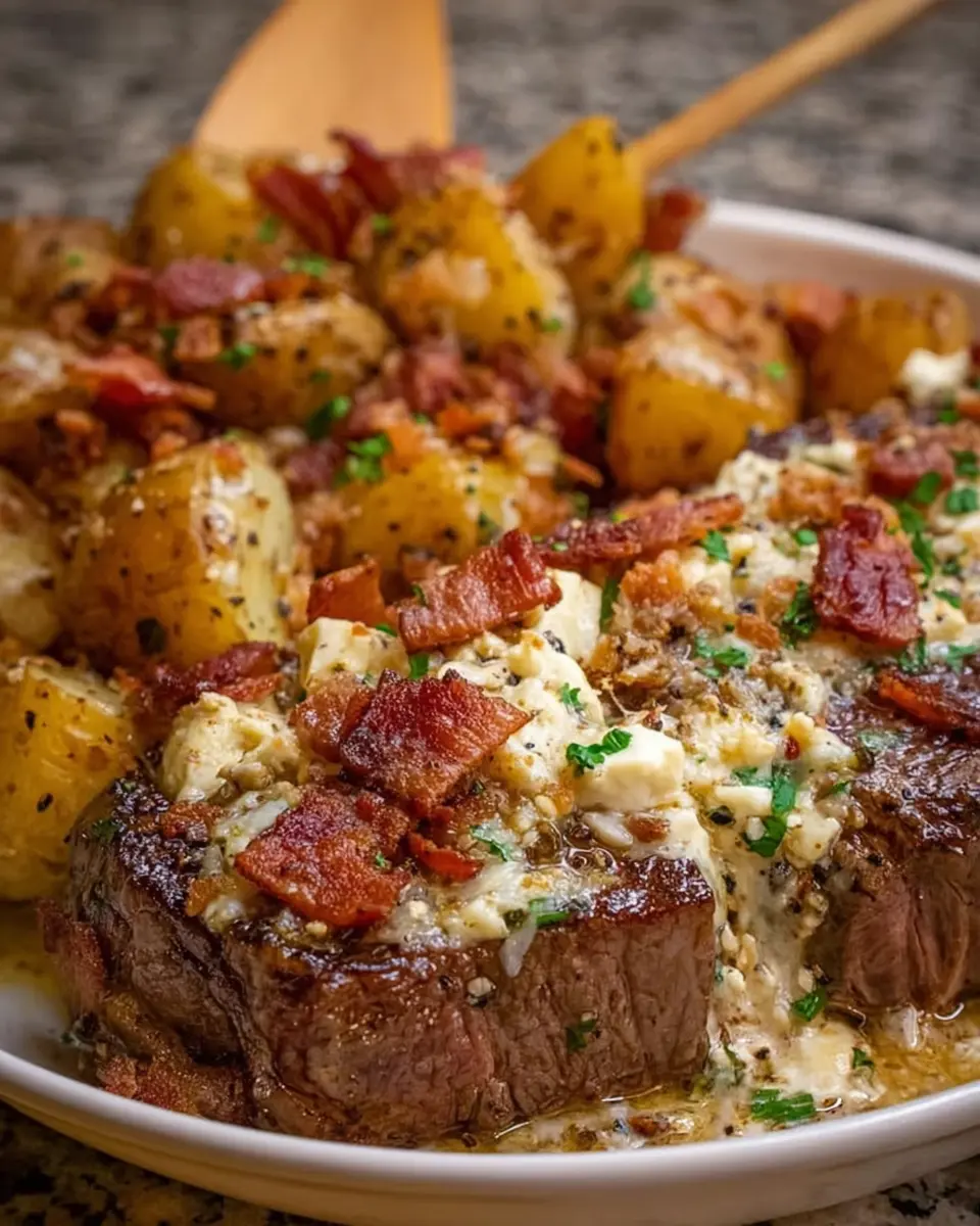Crockpot Garlic Butter Steak &amp; Loaded Turkey Bacon Ranch Potatoes