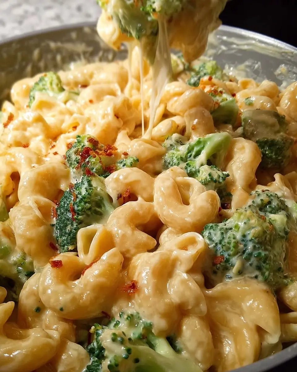 One Pot Broccoli Macaroni and Cheese: Easy Turkey Bacon Delight