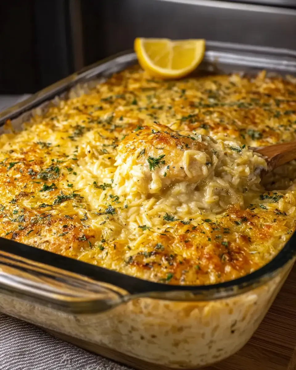 Creamy Lemon Chicken Orzo Bake: A Comforting Family Favorite