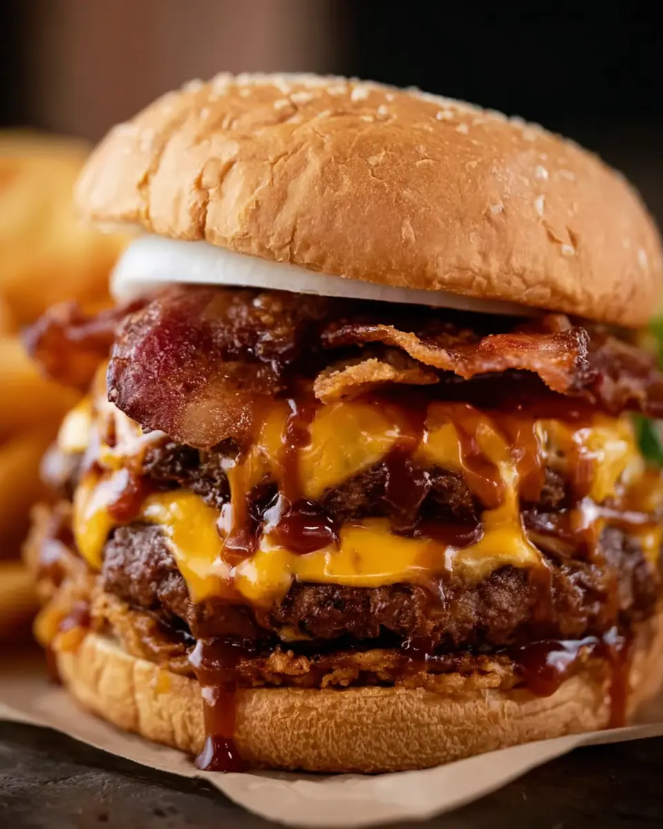The Barnyard Burger: Juicy Flavor with Turkey Bacon and Chicken Ham