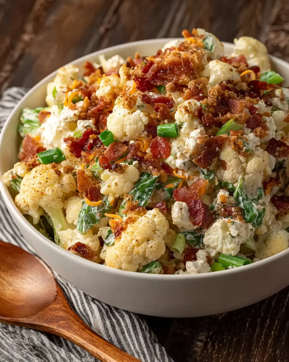 Loaded Cauliflower Salad: A Deliciously Healthy Twist with Turkey Bacon