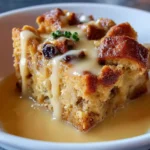 Old Fashioned Bread Pudding with Vanilla Sauce