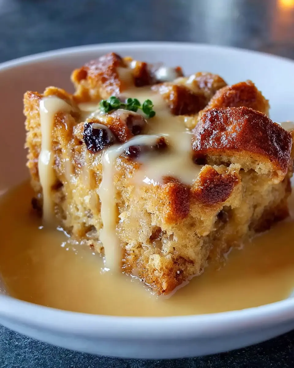 Old Fashioned Bread Pudding: Indulgent Delight with Vanilla Sauce