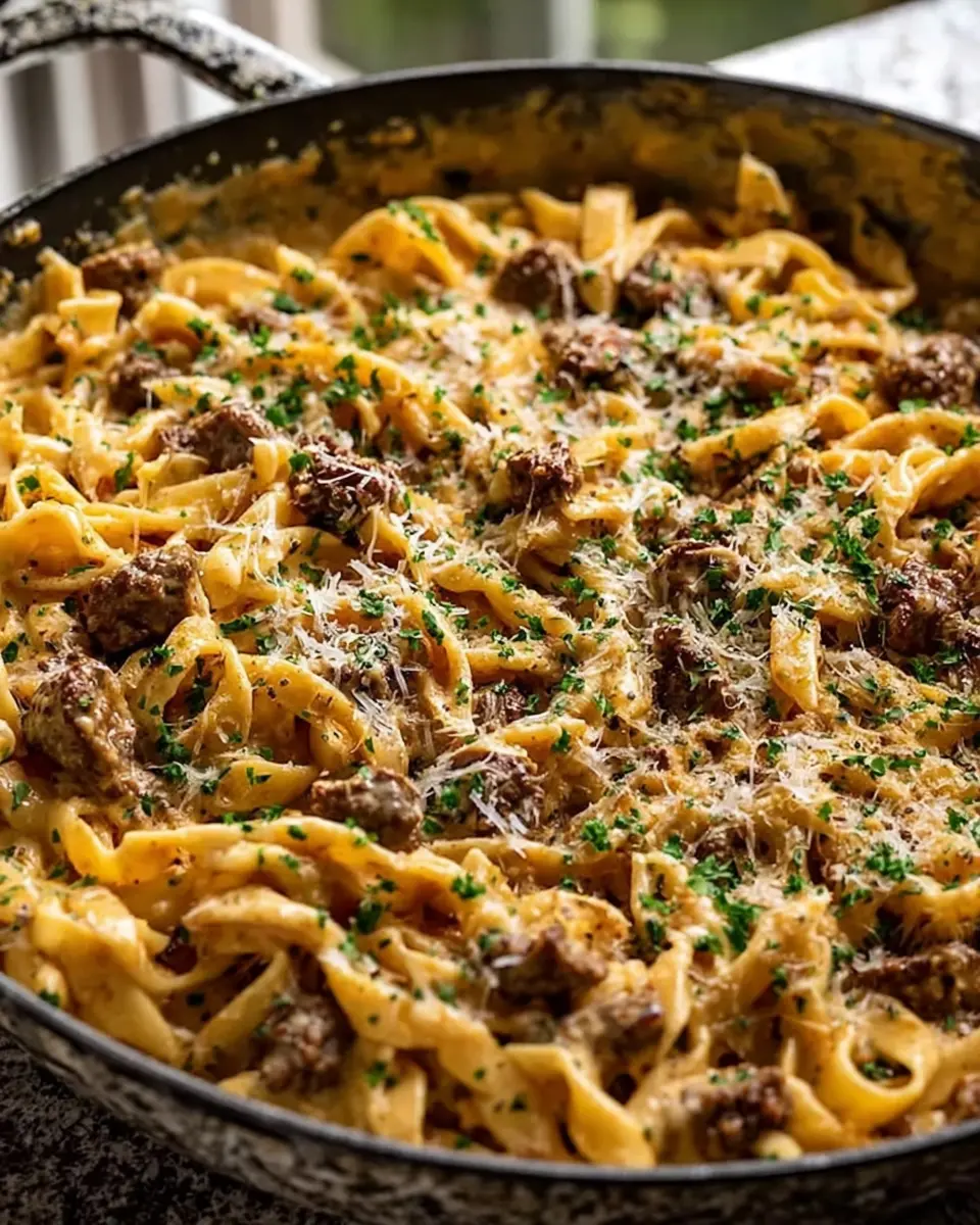 One Pot Creamy Beef and Garlic Butter Pasta: Easy Comfort Food