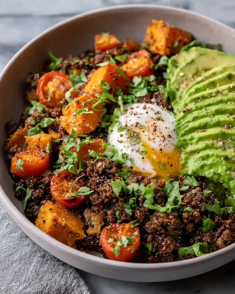 Ground Beef Sweet Potato and Avocado Bowl: A Healthy Delight