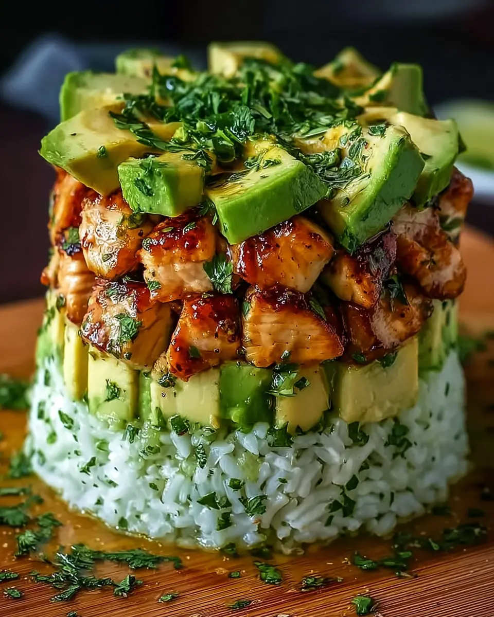 Honey Lime Chicken and Avocado Rice Stack: A Fresh Delight