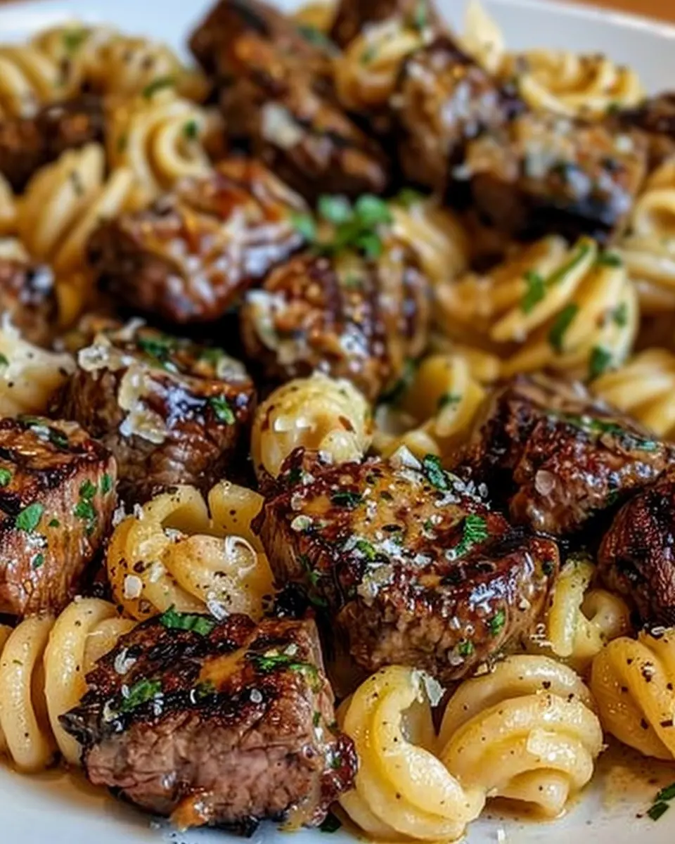 Garlic Butter Steak Bites: Indulgent Creamy Shell Pasta Delight