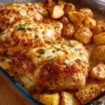 Cheesy Baked Chicken and Roasted Potatoes