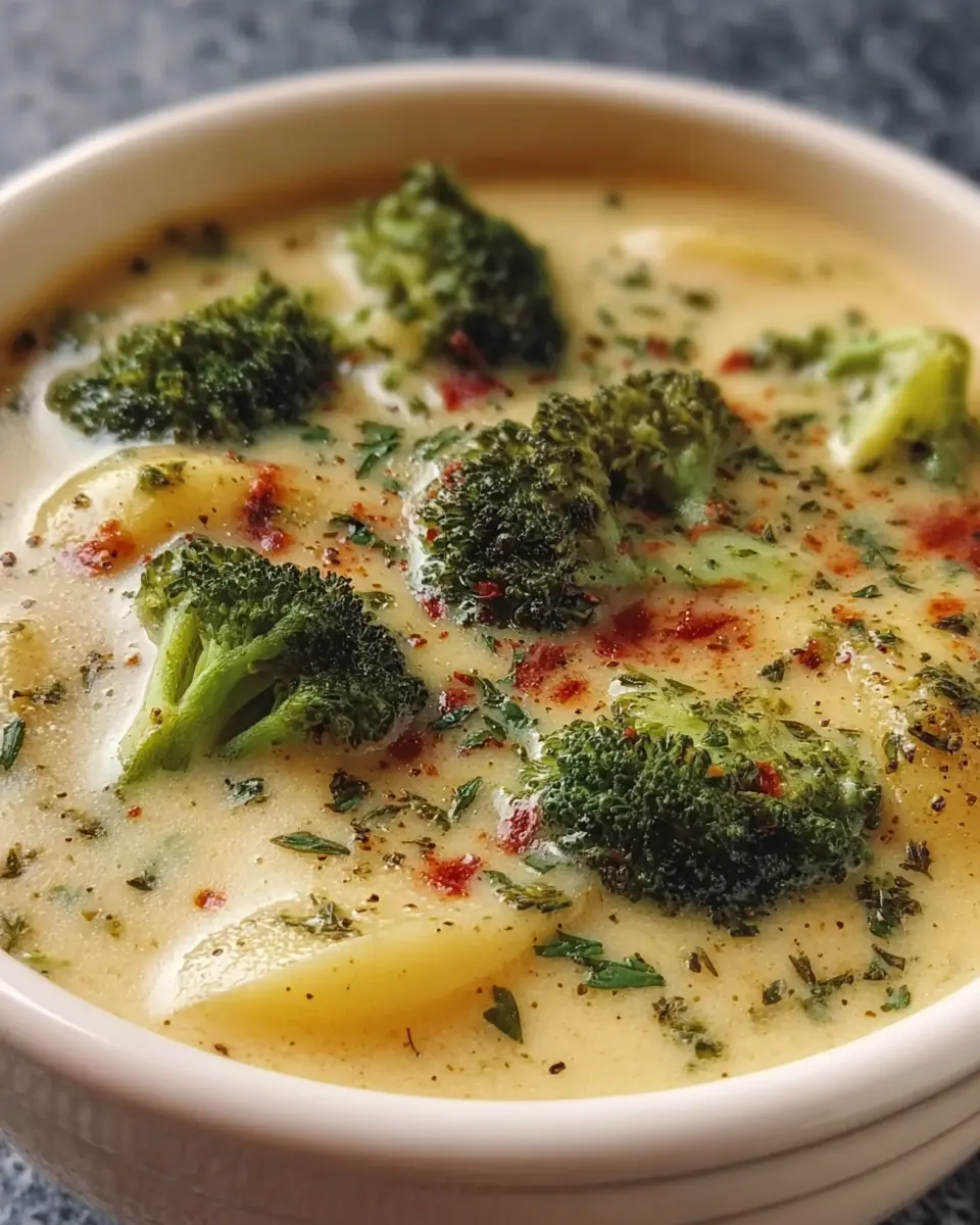 Creamy Broccoli Potato Soup with Turkey Bacon: A Cozy Delight