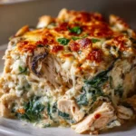 Creamy Cottage Cheese Chicken Mushroom and Spinach Casserole