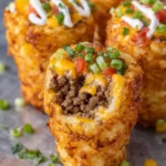 Cheeseburger Stuffed Tater Tot Cones