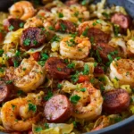 Fried Cabbage with Shrimp and Sausage